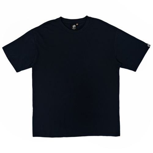 Camiseta negra con cuello redondo y mangas cortas para hombre