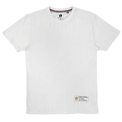 Camiseta blanca con cuello redondo y mangas cortas para hombre