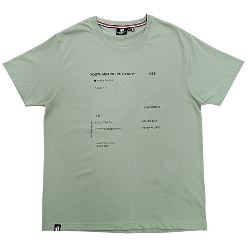 Camiseta verde con cuello redondo y mangas cortas para hombre