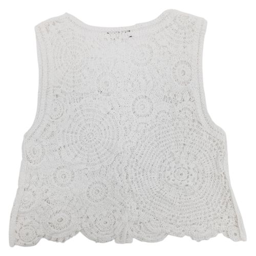 Blusa blanca tipo chaleco desmangada para mujer