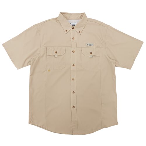 Camisa color beige con mangas cortas para hombre