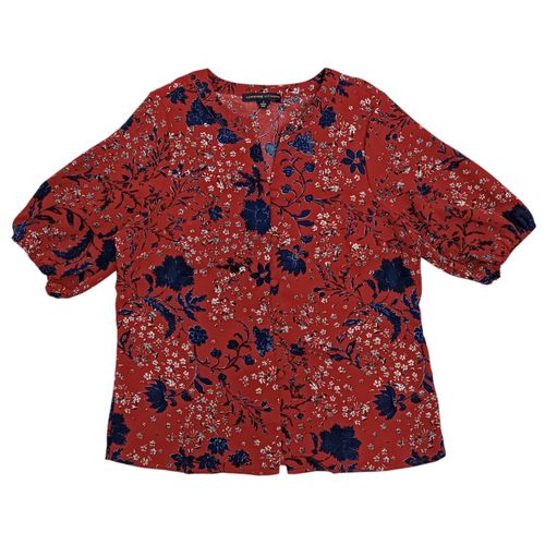 Blusa roja con estampado floral mangas 3/4 para mujer