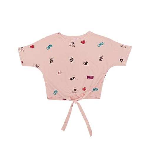 Camiseta Kalua crop top manga corta en color rosa para niña