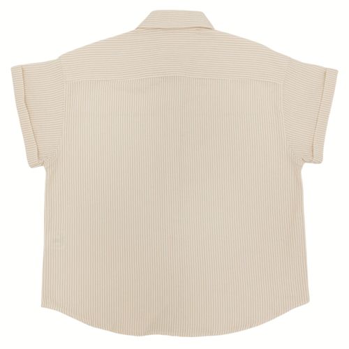Blusa casual beige con cierre de botones para mujer
