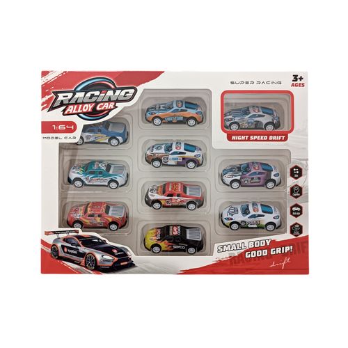 Set de 10 carros con stickers multicolor para niño