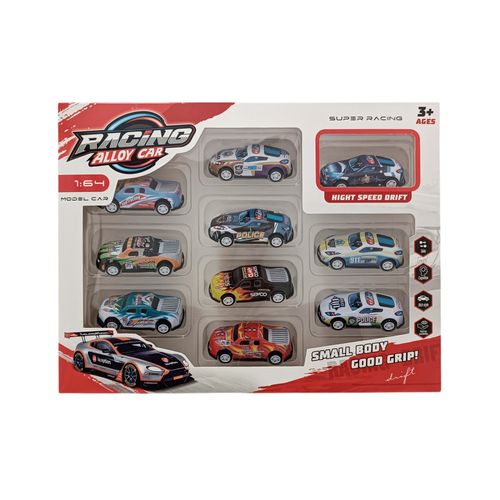 Set de 10 carros con stickers multicolor para niño