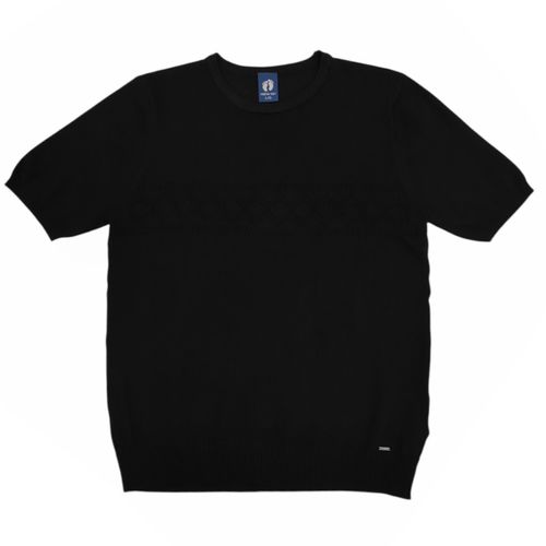 Camiseta negra mangas cortas y cuello redondo para hombre