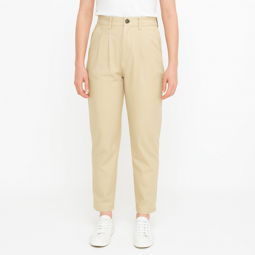 Pantalón beige mom fit casual para mujer