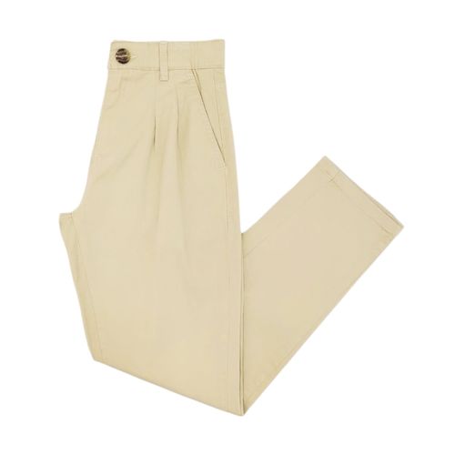 Pantalón beige mom fit casual para mujer