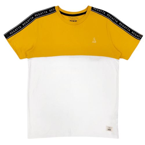 Camiseta bicolor con mangas cortas y cuello redondo para hombre