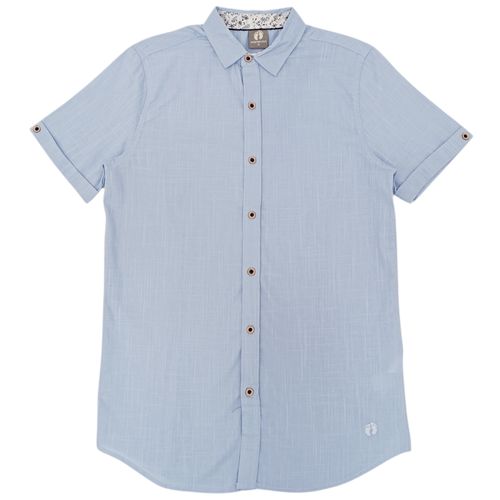 Camisa casual celeste con mangas cortas para hombre