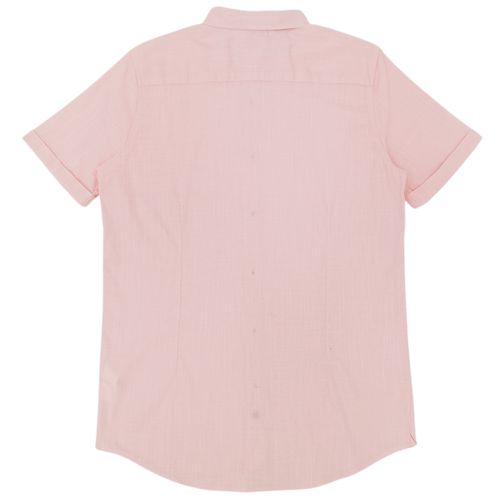 Camisa casual rosa con mangas cortas para hombre