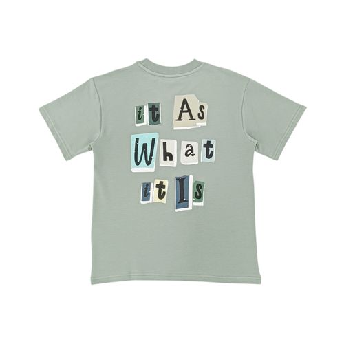 Camiseta oversize de manga corta con estampado color verde para niño