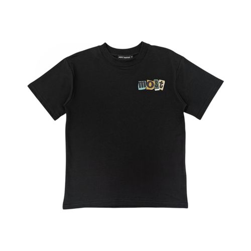 Camiseta oversize de manga corta con estampado color negro para niño