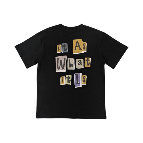 Camiseta oversize de manga corta con estampado color negro para niño