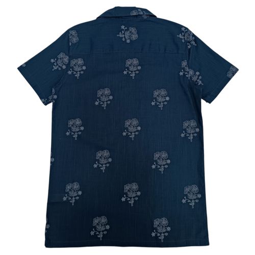 Camisa casual color azul estampada de botones para hombre