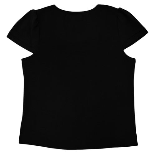 Blusa color negro con cuello cuadrado y mangas cortas para mujer