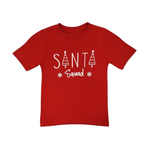 Camiseta navideña color rojo cuello redondo mangas cortas para niño