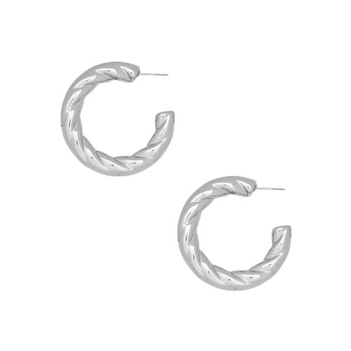 Argolla casual en color plateado y con textura para mujer