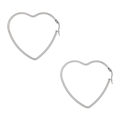Argollas color plateado en forma de corazón para mujer