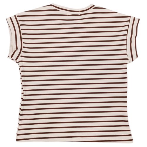 Blusa bicolor rayada con cuello redondo para mujer