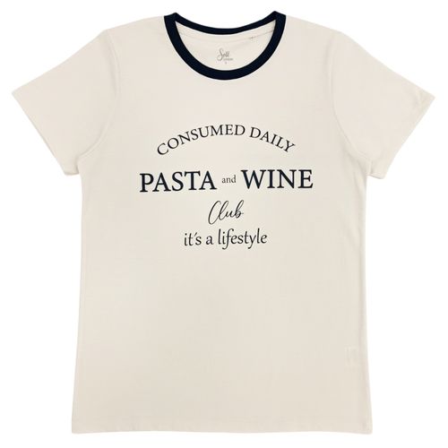 Camiseta pasta & wine básica en color ivory para mujer