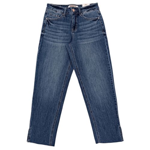 Straight cropped jeans color azul lavado para mujer