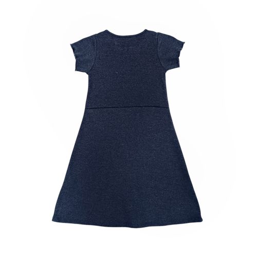 Vestido color navy de cuello redondo y mangas cortas para niña