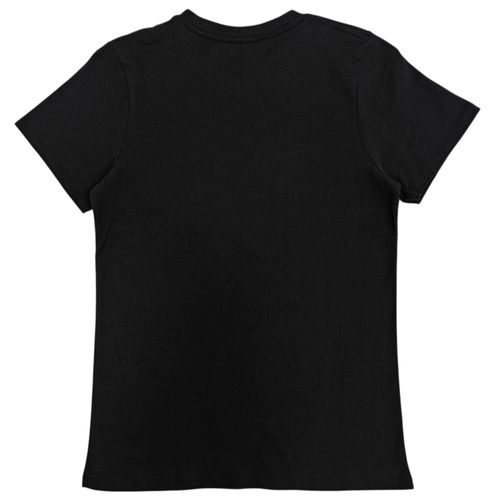 Camiseta navideña en color negro de cuello redondo y mangas cortas para mujer