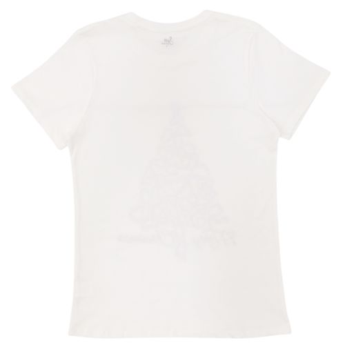 Camiseta navideña en color blanco de cuello redondo y mangas cortas para mujer