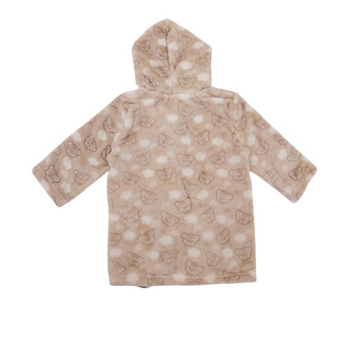 Bata en color café estampada de baño con capucha para bebé niño