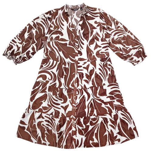 Vestido en color café con mangas 3/4 casual para mujer