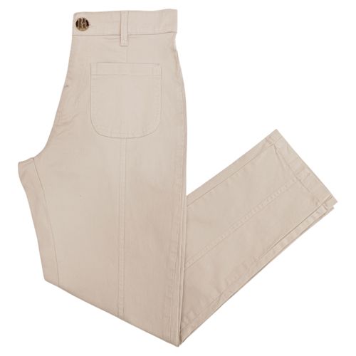 Pantalón recto casual color beige para mujer