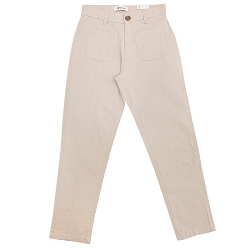 Pantalón recto casual color beige para mujer