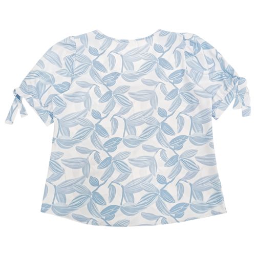 Blusa casual bicolor con cuello en V para mujer