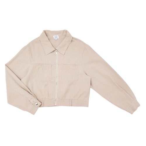 Chaqueta en color beige con ajuste de ziper para mujer