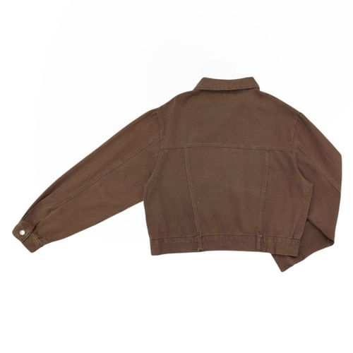Chaqueta en color café con ajuste de ziper para mujer