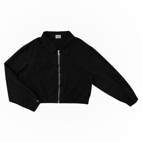 Chaqueta en color negro con ajuste de ziper para mujer