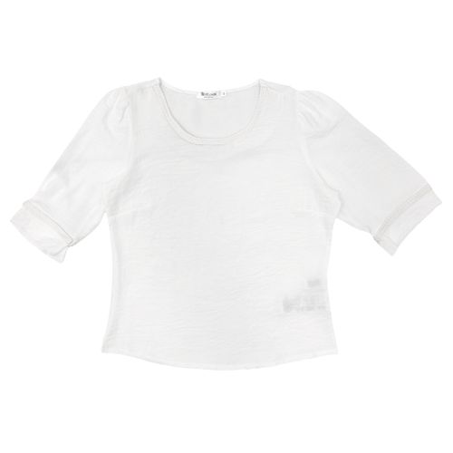 Blusa casual en color blanco con mangas 3/4 para mujer
