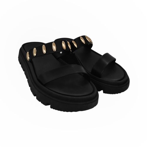 Sandalias con textura en color negro para mujer