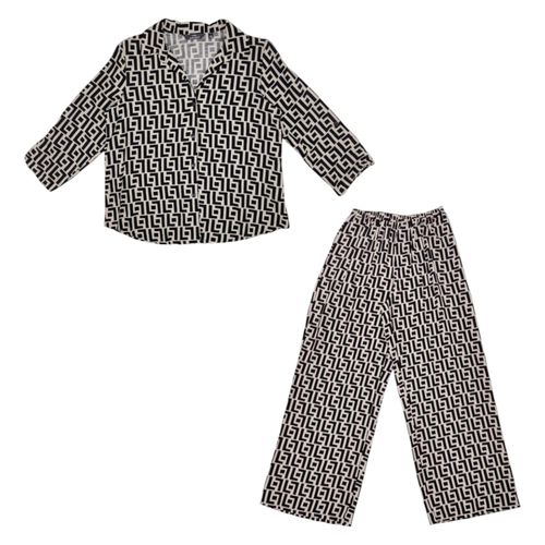 Conjunto bicolor blusa y pantalón casual para mujer