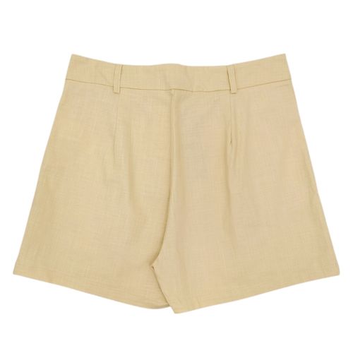 Short color beige casual con cierre de botón para mujer