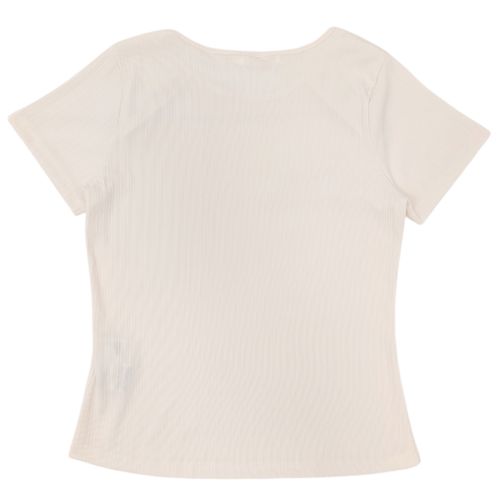 Blusa color Ivory casual de mangas cortas para mujer