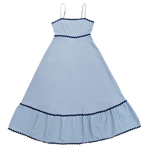 Vestido celeste midi con vuelo para mujer