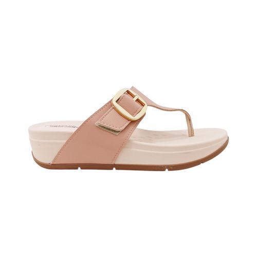 Sandalias color nude casuales de tacón alto para mujer