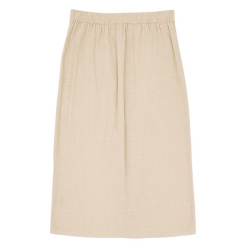 Falda maxi color beige con cierre de botones para mujer
