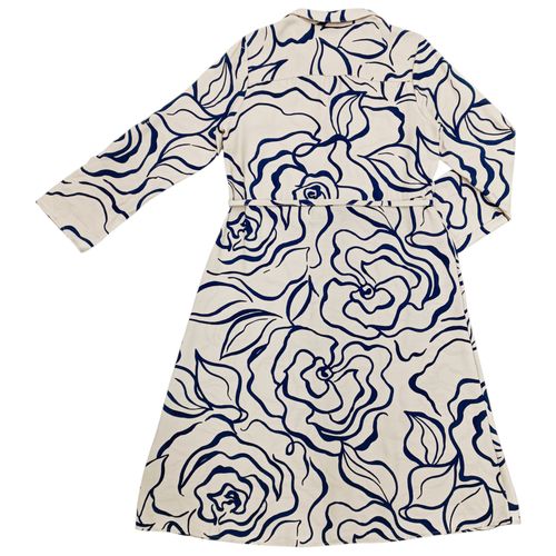 Vestido casual midi bicolor con cierre de botones para mujer