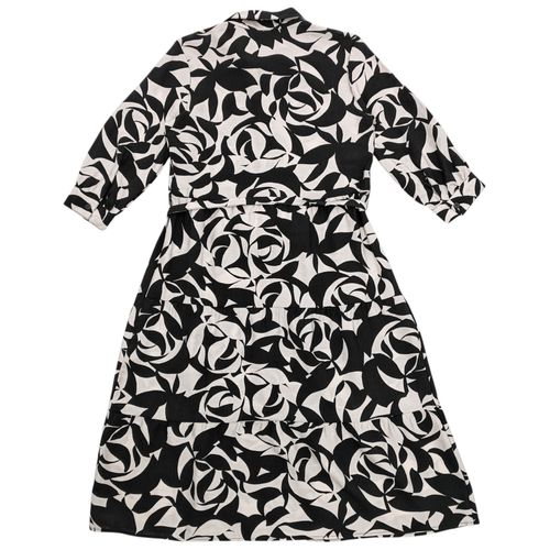 Vestido casual midi bicolor con cierre de botones y mangas 3/4 para mujer