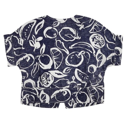 Blusa casual bicolor con escote en V y cierre de botones para mujer