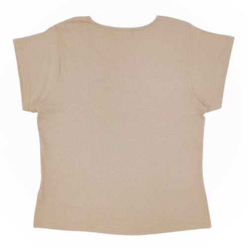 Blusa curvy color beige de escote en V y mangas cortas para mujer